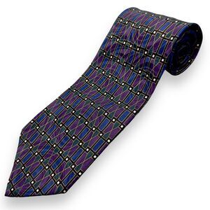 Tutto Matto 100% Silk Dress Tie‎ Made in Italy Bold Geographic Print 57" 3.75"